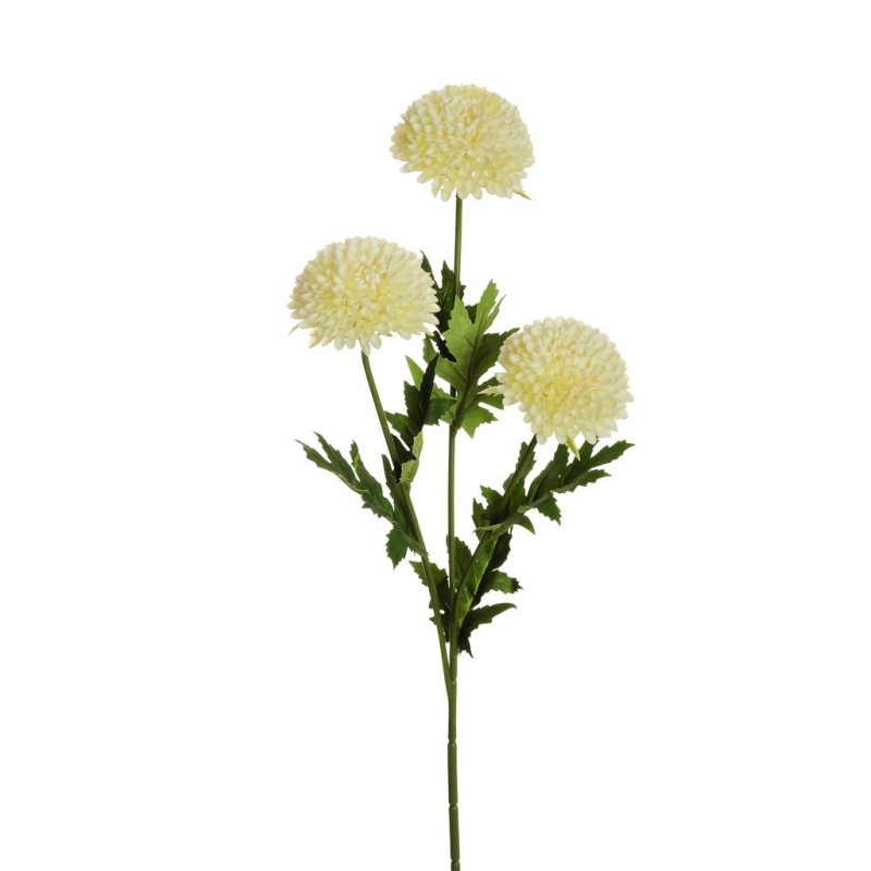 Lot de 24 - Tige artificielle de chrysanthème ping-pong X3, 65 cm - crème 