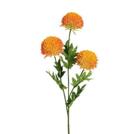 Lot de 24 - Tige artificielle de chrysanthème ping-pong X3, 65 cm - orange 