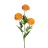 Lot de 24 - Tige artificielle de chrysanthème ping-pong X3, 65 cm - orange 