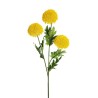 Lot de 24 - Tige artificielle de chrysanthème ping-pong X3, 65 cm - jaune 