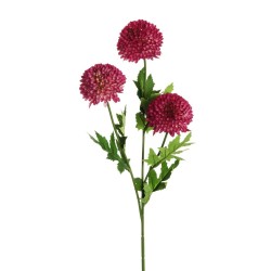 Lot de 24 - Tige artificielle de chrysanthème ping-pong X3, 65 cm - fuchsia 