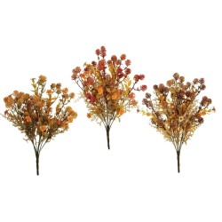 Lot de 24 - Buisson artificiel de cardo X9 avec mini fleurs, 45 cm - jaune orange marron 