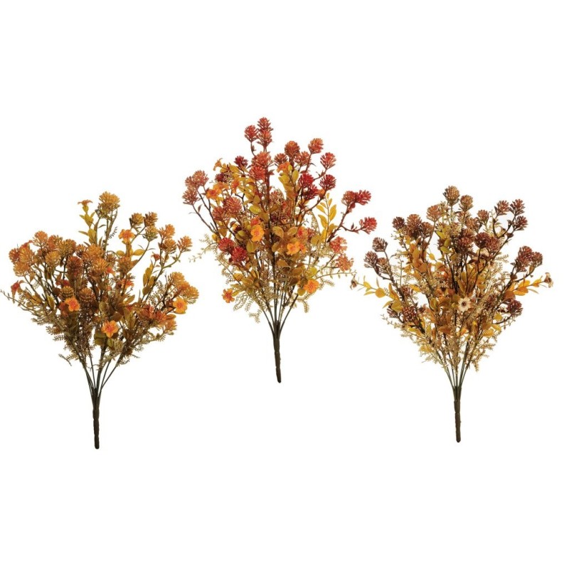 Lot de 24 - Buisson artificiel de cardo X9 avec mini fleurs, 45 cm - jaune orange marron 
