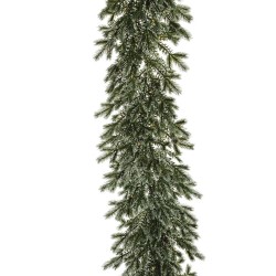 Lot de 6 - Guirlande artificielle de pin enneigé lumineuse 250 LED avec pommes de pin, 270 cm - vert blanc 