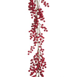 Lot de 12 - Tige artificielle de baies d'ilex, 65 cm - rouge clair 