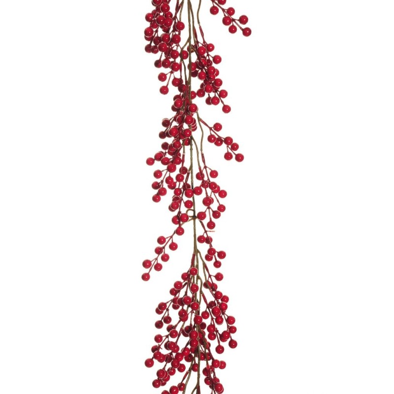 Lot de 12 - Tige artificielle de baies d'ilex, 65 cm - rouge clair 