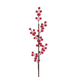 Lot de 48 - Tige artificielle de baies d'ilex, 65 cm - rouge clair 