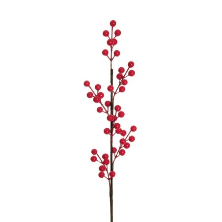 Lot de 48 - Tige artificielle de baies d'ilex, 65 cm - rouge clair 