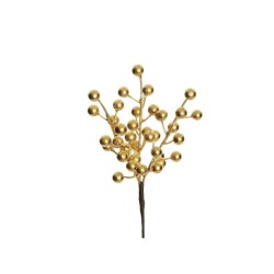 Lot de 240 - Pic artificiel de baies d'ilex, 20 cm - or 