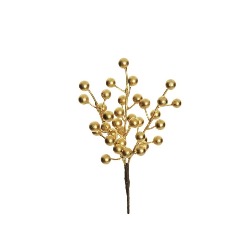 Lot de 240 - Pic artificiel de baies d'ilex, 20 cm - or 