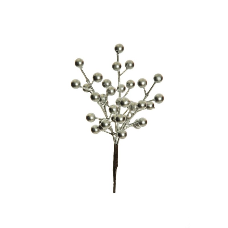 Lot de 240 - Pic artificiel de baies d'ilex, 20 cm - argent 