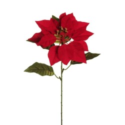 Lot de 12 - Poinsettia artificiel velours, 70 cm - rouge 