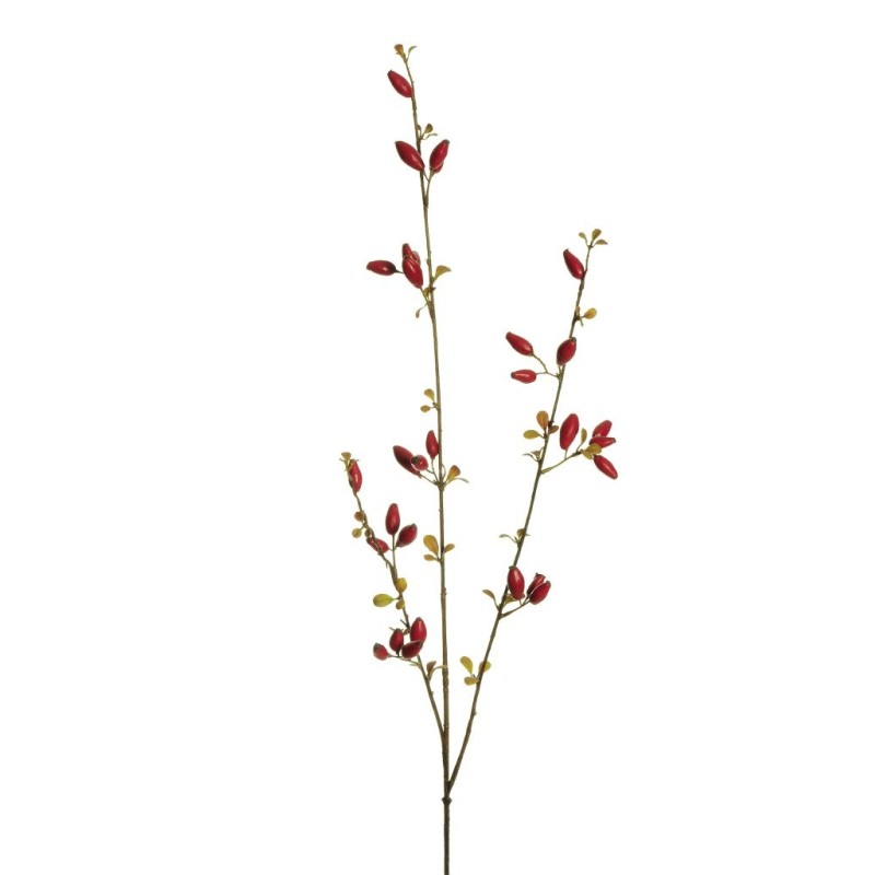 Lot de 24 - Tige artificielle d'églantier, 83 cm - rouge 