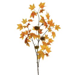 Lot de 12 - Branche artificielle d'érable, 112 cm - orange vert 