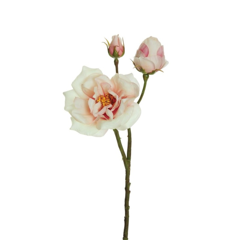 Lot de 24 - Tige artificielle de rose dogwood toucher réel X3, 60 cm - rose ancien crème 