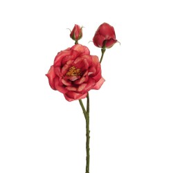 Lot de 24 - Tige artificielle de rose dogwood toucher réel X3, 60 cm - fuchsia foncé 
