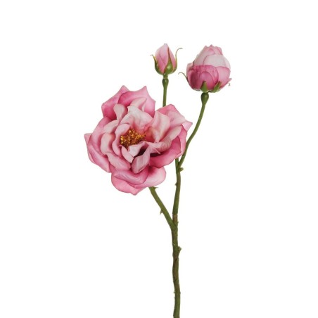 Lot de 24 - Tige artificielle de rose dogwood toucher réel X3, 60 cm - mauve 