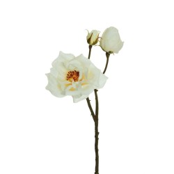 Lot de 24 - Tige artificielle de rose dogwood toucher réel X3, 60 cm - blanc 