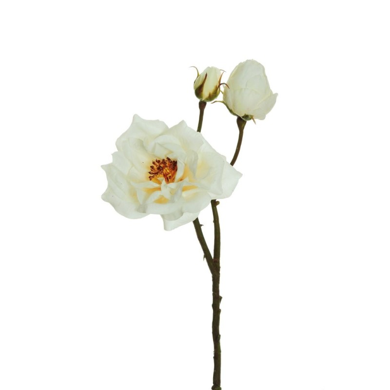 Lot de 24 - Tige artificielle de rose dogwood toucher réel X3, 60 cm - blanc 