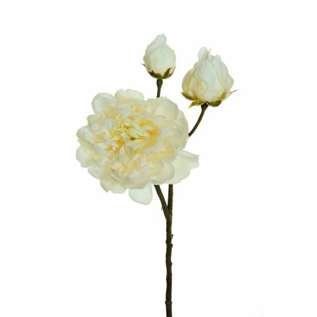 Lot de 16 - Tige artificielle de pivoine toucher réel X3, 60 cm - blanc 