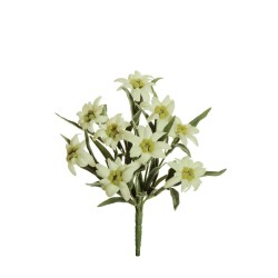 Lot de 16 - Buisson artificiel d'edelweiss floqué X9, 26 cm - blanc 