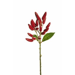 Lot de 36 - Pic artificiel de piment toucher réel, 42 cm - rouge 
