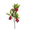 Lot de 24 - Tige artificielle de cerises toucher réel, 70 cm - vert rouge 