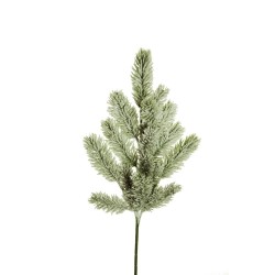 Lot de 12 - Tige artificielle de pin enneigé toucher doux X18, 51 cm - blanc 