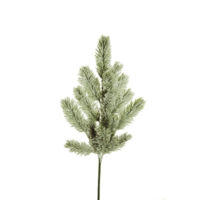 Lot de 12 - Tige artificielle de pin enneigé toucher doux X18, 51 cm - blanc 