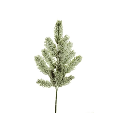 Lot de 12 - Tige artificielle de pin enneigé toucher doux X18, 51 cm - blanc 
