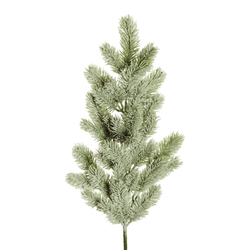 Lot de 6 - Tige artificielle de pin enneigé toucher doux X37, 77 cm - blanc 