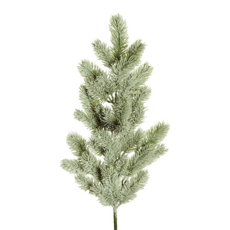 Lot de 6 - Tige artificielle de pin enneigé toucher doux X37, 77 cm - blanc 