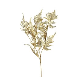 Lot de 24 - Tige artificielle de fougère métallisée X3, 80 cm - or 