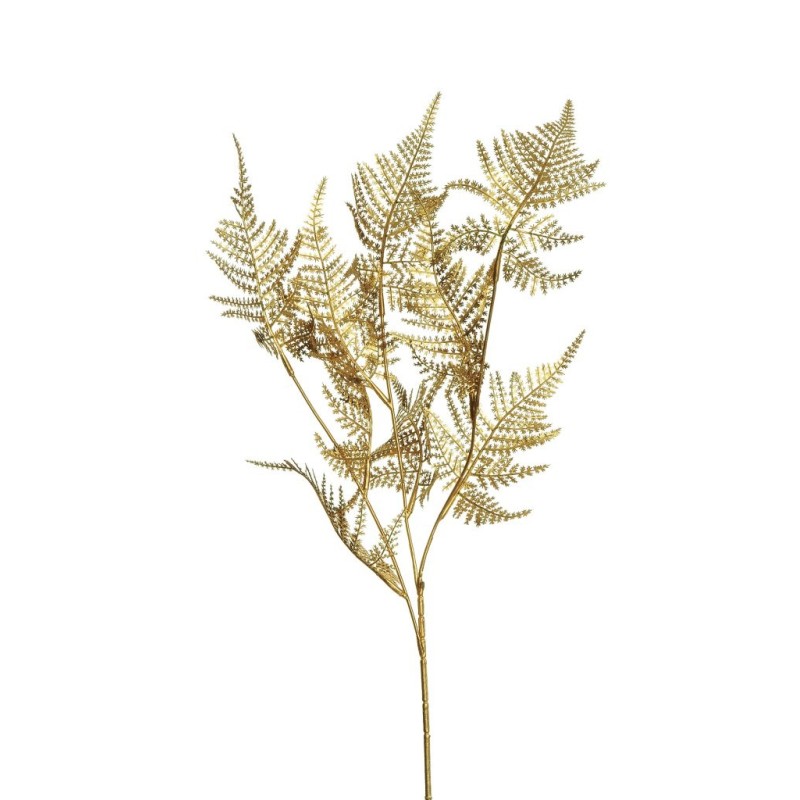 Lot de 24 - Tige artificielle de fougère métallisée X3, 80 cm - or 