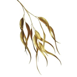 Lot de 24 - Tige artificielle d'eucalyptus métallisée X3, 89 cm - or 