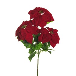 Lot de 8 - Tige artificielle de poinsettia X3, 91 cm - rouge 