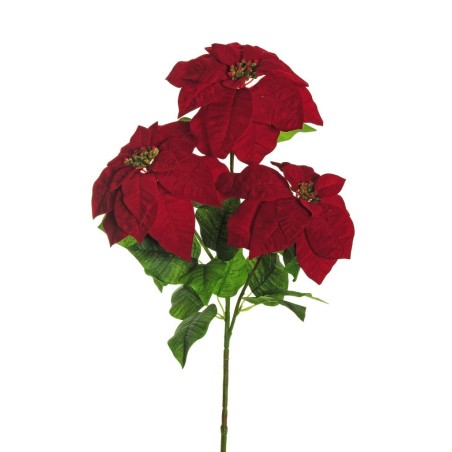 Lot de 8 - Tige artificielle de poinsettia X3, 91 cm - rouge 