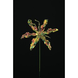 Lot de 48 - Fleur artificielle de gloriosa iridescente, 27,5 cm - blanc 