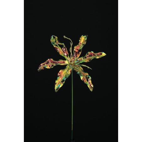 Lot de 48 - Fleur artificielle de gloriosa iridescente, 27,5 cm - blanc 