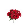 Lot de 12 - Mini buisson artificiel de poinsettia velours X7, 28 cm - rouge 