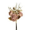 Lot de 8 - Bouquet artificiel de pivoines et hortensias X5, 60 cm - rose 