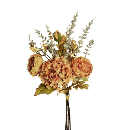 Lot de 8 - Bouquet artificiel de pivoines et hortensias X5, 60 cm - saumon 