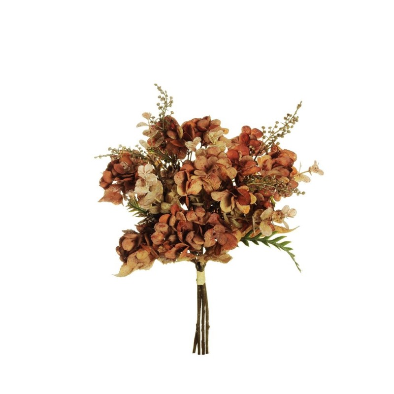 Lot de 18 - Bouquet artificiel d'hortensias X4, 37 cm - marron 