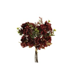 Lot de 18 - Bouquet artificiel d'hortensias X4, 37 cm - bordeaux 