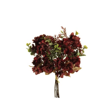 Lot de 18 - Bouquet artificiel d'hortensias X4, 37 cm - bordeaux 