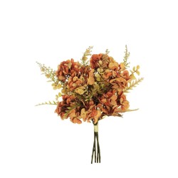 Lot de 18 - Bouquet artificiel d'hortensias X4, 37 cm - orange 