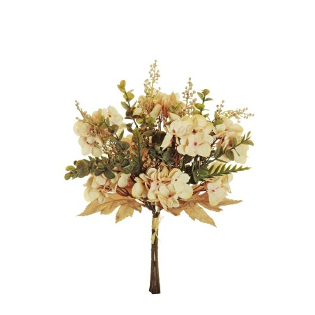 Lot de 18 - Bouquet artificiel d'hortensias X4, 37 cm - rose ancien crème 
