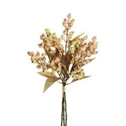 Lot de 12 - Bouquet artificiel de baies d'églantier X3, 48 cm - rose crème 