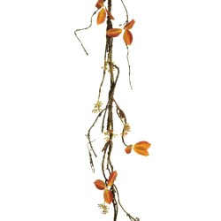 Lot de 24 - Liane artificielle d'automne avec baies, 127 cm - jaune orange 