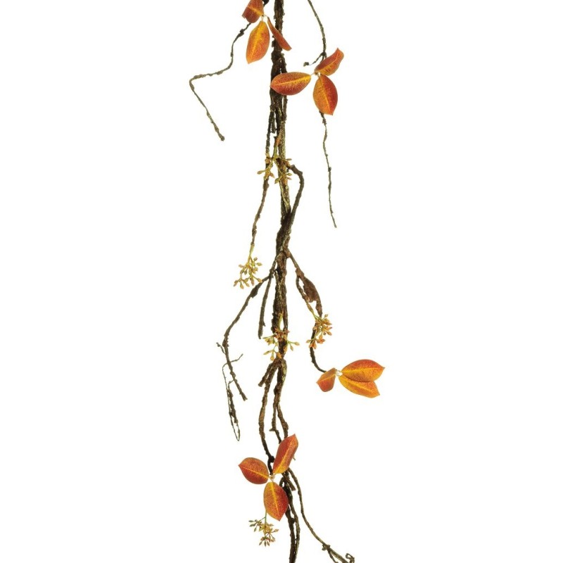 Lot de 24 - Liane artificielle d'automne avec baies, 127 cm - jaune orange 